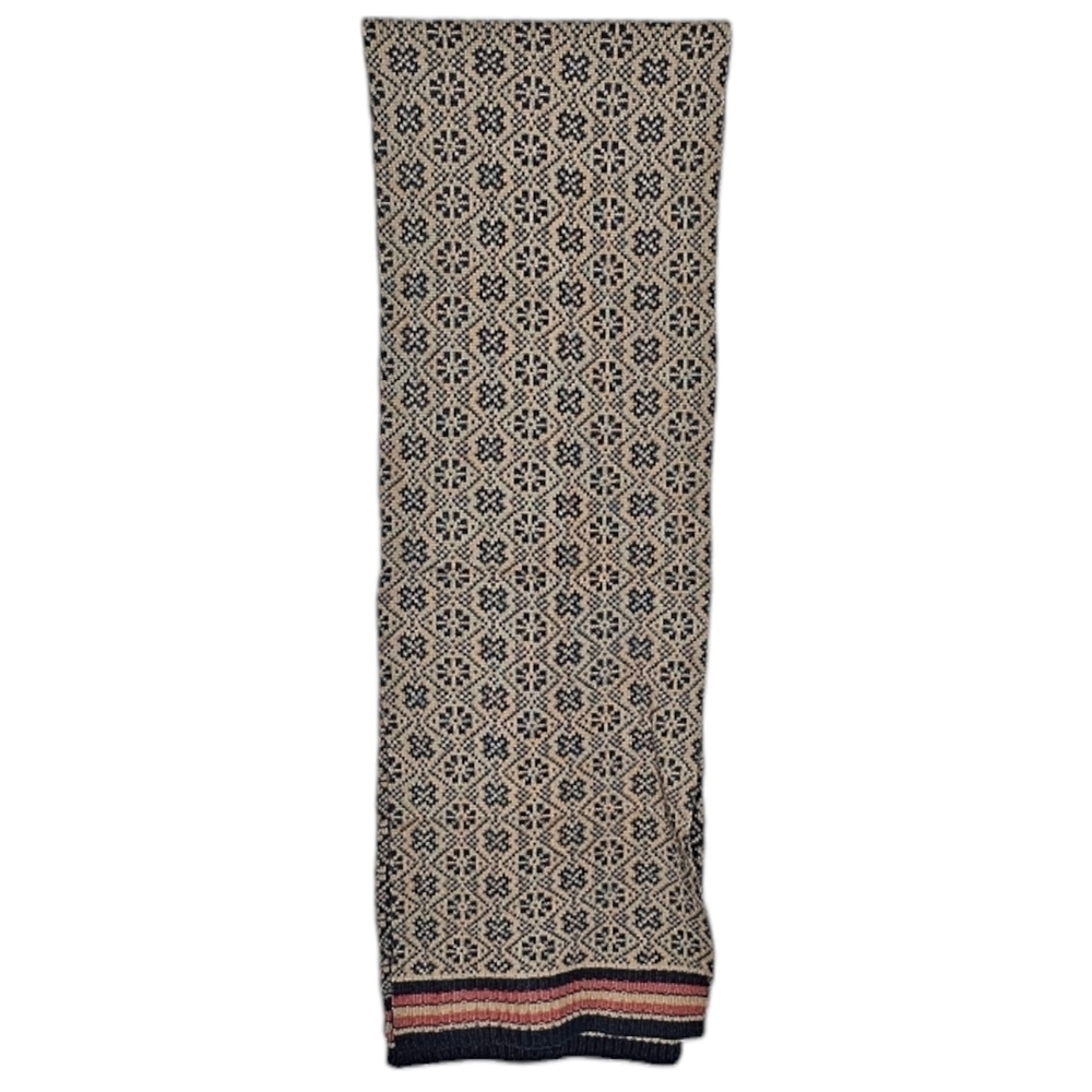 Beige Navy Blue Pink Salmon Knitted Scarf
